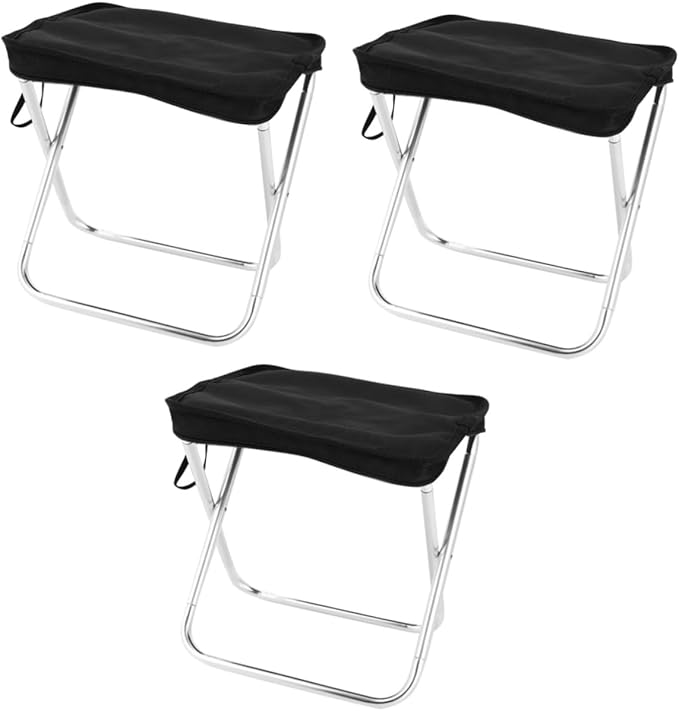 Mikikit 3pcs Portable Folding Stool Lightweight Camping Chair High-Strength Material for Outdoor Adventures Compact Design for and Storage