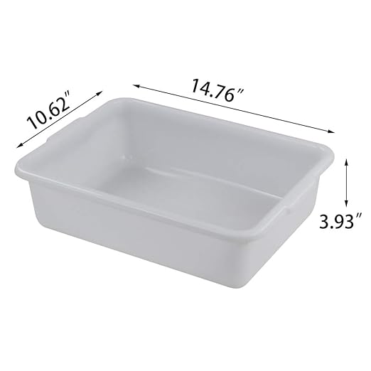 Wash Basin Tub Plastic Dish Pan 8 Liter White Bus Tubs Set of 4