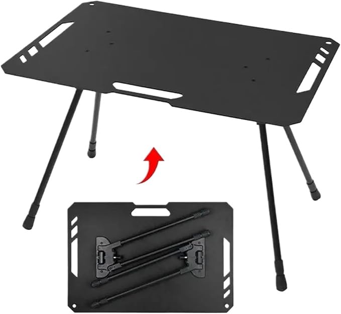 Portable Outdoor Folding Height Adjustable Camping Table Aluminium Alloy Light Dining Table for Travel ﻿(Green)