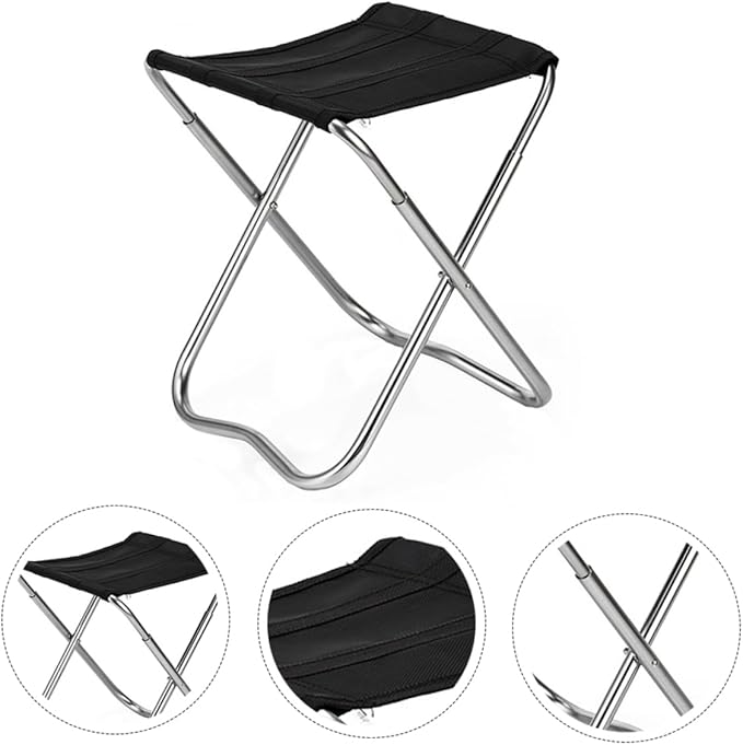 Portable Folding Fishing Stool Chair Lightweight Aluminum Alloy Compact Outdoor Camping Seat for Fishing Hiking and BBQ