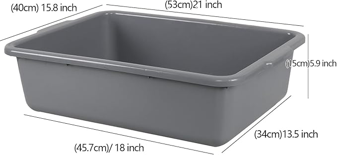 4-Pack 25 L Grey Bus Box Utility Bus Tub Plastic Commercial Dish Pan Set Grey