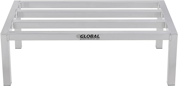 Global Industrial Aluminum Dunnage Rack 3000 Lbs Load Capacity 24 W x 18 D x 12 H Commercial Food Service Storage Rack for Restaurants Kitchen Warehouse Supermarket