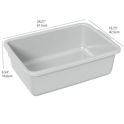 35 L Large Bus Tubs Plastic Commercial Bus Bin Light Gray 4 Packs