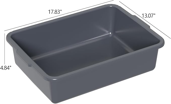 12-Pack Bus Box Commercial 13 L Dishpan Tub for Restaurant Gray Plastic Bus Tubs