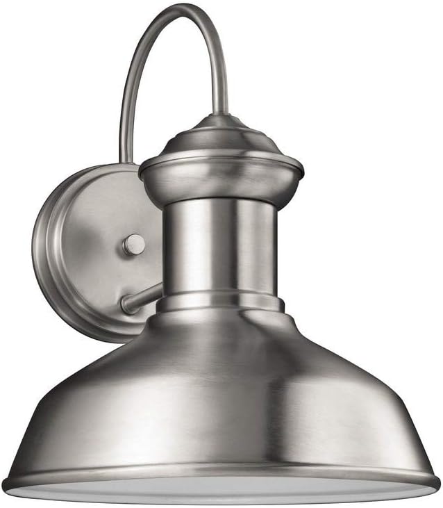 Sea Gull Lighting 8547701-04 Fredricksburg Small One Light Outdoor Wall Lantern Satin Aluminum