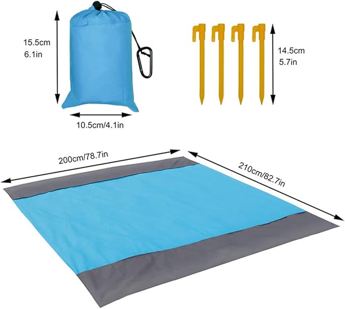 Portable Beach Blanket Sandproof Sandfree Camping Hiking Mat Lightweight Outdoor Travel Pad 78.7x82.7 Inches