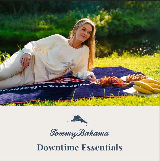 Tommy Bahama Outdoor Waterproof Picnic Blanket - Lightweight Portable Design with Carry Strap - Perfect for The Beach Park Camping Concerts and More 50 x 70