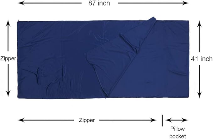 Browint Premium Silky Sleeping Bag Liner with Two-Way Zippers 87x41 Extra Wide Adult Sleep Sack for Hotel Breathable Lightweight Travel Sheet Multifunctional Bed Sheet for Camping All Seasons