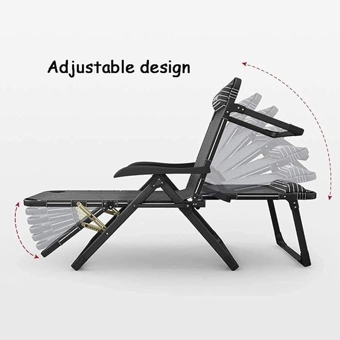 FWZJ Sun Lounger Heavy Duty Textoline Zero Gravity Chairs Folding Outdoor Reclining Chair Lunch Break Chair for Patio Garden Beach Pool with Cushions Support 180kg-Blue (Blue