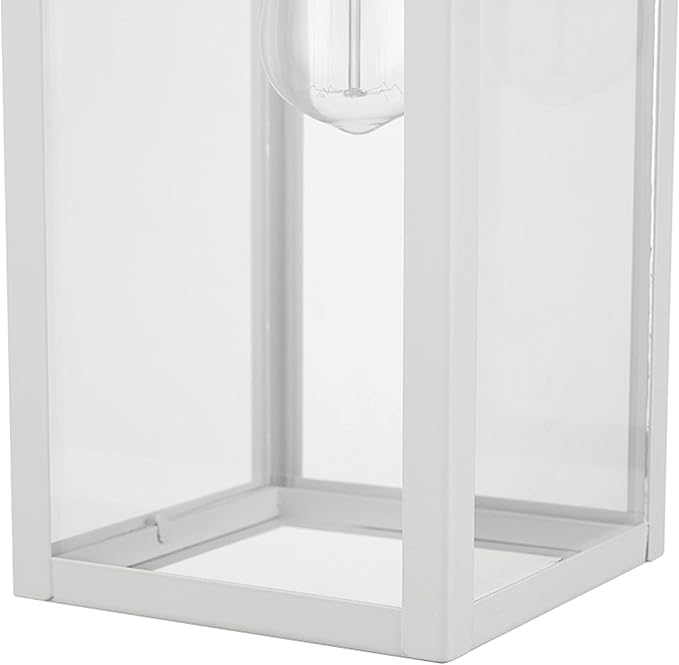 GLOBE Electric 44836 Bowery 1-Light Outdoor Indoor Wall Sconce Matte White Clear Glass Shade