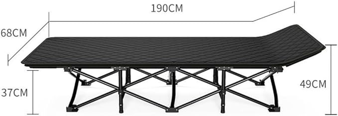 Folding Cot Lounge Chair with Removable Cushion Portable Heavy Duty Adjustable Pillow Reclining Compact Design for Outdoor Beach Camping Patio Garden
