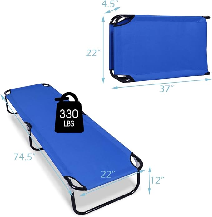 Gymax Folding Camping Cot Portable Sleeping Cot Ultra Lightweight Heavy Duty Bed for Adults Indoor &amp Outdoor Use 300 lbs