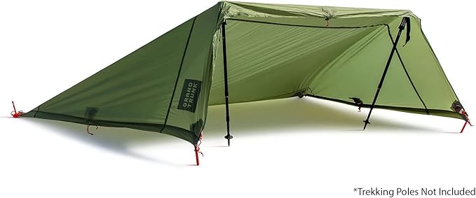 Grand Trunk Moab Multi-Use Tarp Shelter | Waterproof SIL Nylon Hammock &amp Camping Tarp | 9’8” x 6’8” | Includes Cord &amp 8” Aluminum Stakes | Green Mint