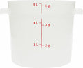 Carlisle FoodService Products Storplus Round Food Storage Container with Stackable Design for Catering Buffets Restaurants Polyethylene (Pe) 6 Quart White (Pack of 12)