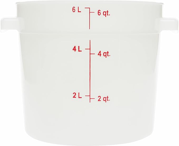 Carlisle FoodService Products Storplus Round Food Storage Container with Stackable Design for Catering Buffets Restaurants Polyethylene (Pe) 6 Quart White (Pack of 12)