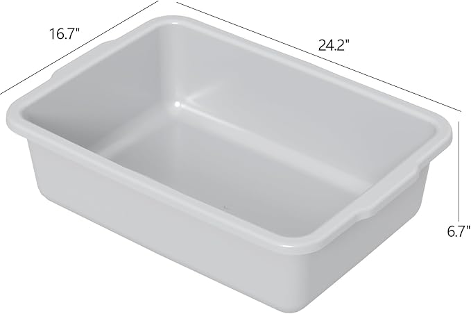 35 L Large Plastic Commercial Bus Tub 4 Packs Large Bus Box Gray