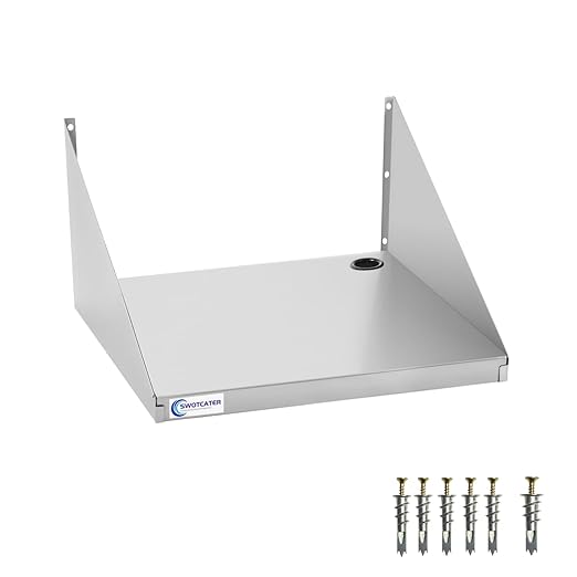 Stainless Steel Microwave Shelf with Upgraded Drywall Anchors15x20 180 lb Heavy Duty Metal Appliance Wall Mount Floating Shelving.