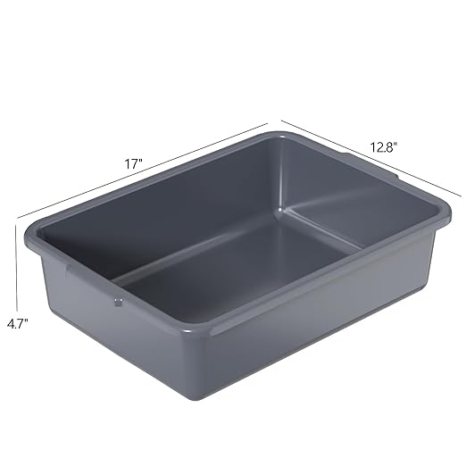 13 L Plastic Commercial Utility Bus Boxes 12-Pack Bus Tubs Gray