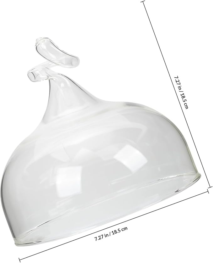Glass Cake Cover Dome 20cm Height 18.3cm Diameter Smoke Glass Food Protective Lid Household Cake Display for Bakery and Restaurant Use