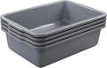 Zopnny 4 Pack Commercial Bus Tubs Food Grade Meat Processing Tubs Lug 7 Grey Plastic Dish Tub/Wash Basin/Tote Box for Dishwashing Kitchen Restaurant Utility (35 L)
