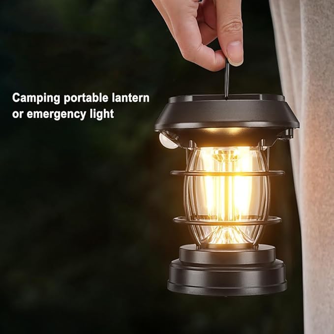 [1200lm] 2 Pack Motion Sensor Solar Lanterns Outdoor Lighting Fixtures Portable Camping Exterior Front Porch Waterproof Black Wall Sconce Lamp Rechargeable Anti Rust Coach for House Doorway Garage
