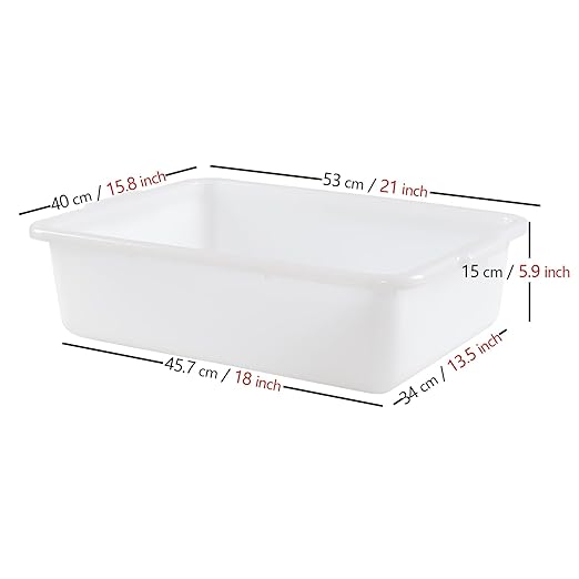 4-Pack Commercial Bus Tubs Box/Tote Box White Plastic Storage Bin with Handles/Wash Basin Tub (25 Liter)