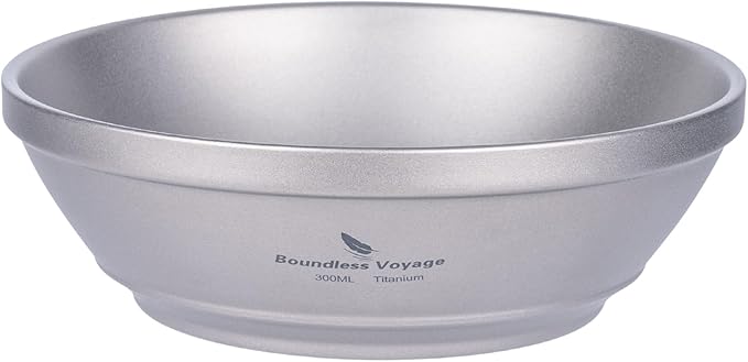 iBasingo 300ml /10.12 fl.oz Titanium Double Walled Bowl Heat Insulation Durable Soup Bowl Rice Oatmeal bowl Outdoor Camping Ultralight Portable Tableware Ti1082T