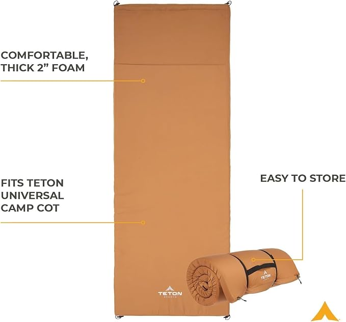 Teton Outfitter Canvas Camping Pad Comfort Infused Sleeping Pad Glamping Level Comfort with a Cloud Like Mattress Perfect with Outfitter Camp Cots