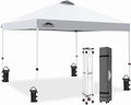 EAGLE PEAK Pop Up Canopy Tent with Wheeled Carry Bag 8 Stakes 4 Ropes 4 Weight Bags Easy Set Up Tent Canopy 10x10 ft 100sqft of Shade White