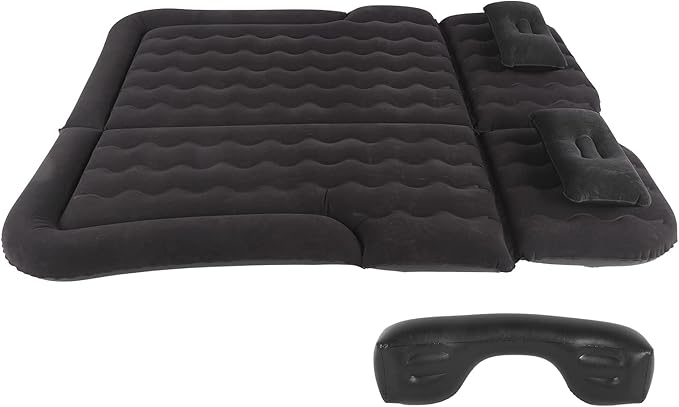 Yctze 12V Electric Inflatable Air Mattress with Flocking Surface for SUV MPV RV - Ideal for Camping Festivals and Travel (Black)