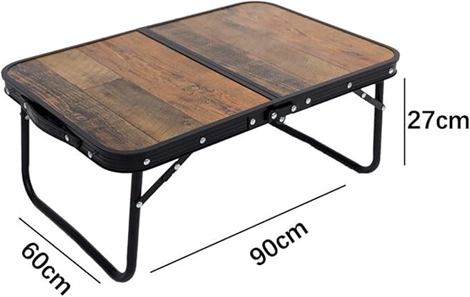 Camp Table Outdoor Folding Table Adjustable Height Lightweight Aluminum Alloy with Wood Grain Surface Portable Hiking Picnic Desk