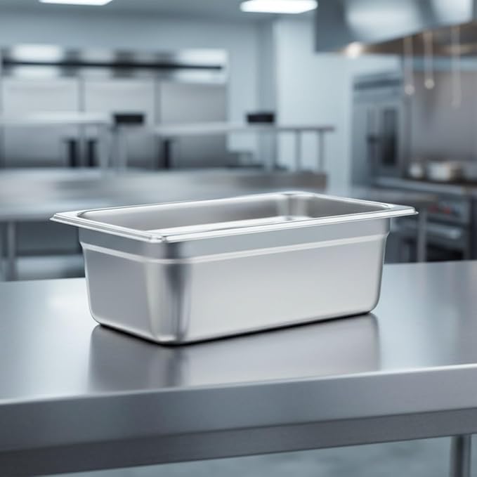 Soro Essentials- 1/4 Size 4 Deep Stainless Steel Anti-Jamming Steam Table Pan 22 Gauge- Chafer Food Pan Stackable Anti-Jam Steam Pans for Hotel Restaurant Supplies Party Buffet Event Catering