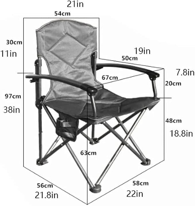 Portable Folding Camping Chair with Cup Holder Padded Armchair 7075 Aluminum Alloy Frame Comfortable &amp Durable Outdoor Chair with Side Storage Bag for Beach Hiking Garden