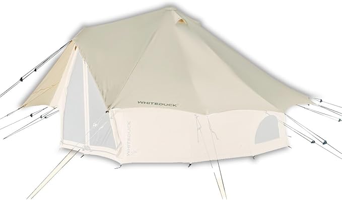 WHITEDUCK Regatta Bell Tent Rain Fly – Waterproof Flysheet Cover for Regatta Canvas Bell Tent w StoveJack UV &amp Weather Protection 4 Season Camping &amp Glamping Accessory (16.5' (5M) Cream Whi