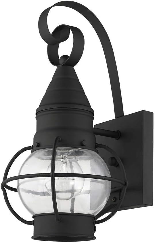 Livex Lighting 26900-04 Transitional One Light Outdoor Wall Lantern from Newburyport Collection in Black Finish