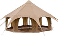 Thcbme 5M Cotton Canvas Bell Tent - Yurts with Stove Jack Windproof Breathable Shade Family Camping Travel Group Activities 4 Season Polyester (6-10People) Khaki 16.4ft (MXT16.4ft-KQ)