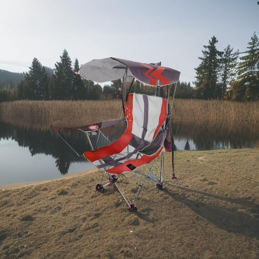 Kelsyus Original Foldable Canopy Chair for Camping Tailgates and Outdoor Events Grey/Red