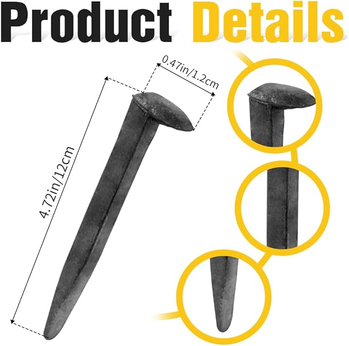 24 PCS Railroad Spikes 4.72 Inches Carbon Steel Rail Road Spike for DIY Projects Art Crafts Home Decorations Heavy Duty