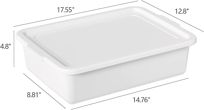 Hespama 3 Pack Commercial Bus Tub with Lid 13 L Plastic Dishpan Wash Basin White