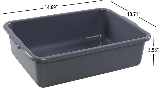 5-Pack Small Commercial Tote Box 8 L Plastic Bus Box Gray