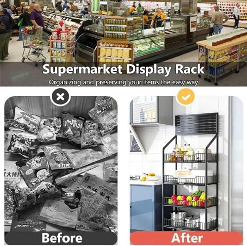 Store Display Rack Wall Mounted Storage Rack Supermarket Convenience StoreSupermarket Display Rack for Vegetables Snacks &amp Beverages - Versatile Utility Shelf with Removable Hooks Stylish