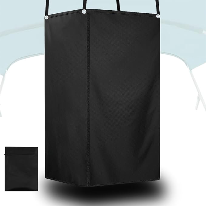 Privacy Curtain Tent for Boats Portable Heavy 600D Marine Grade Waterproof Fabric Pontoon Boat Changing Room and Privacy Room Easy to Install Under Bimini Top 30 L 27 W 72 H (Black)