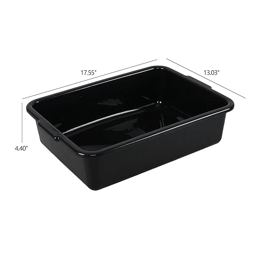 4-Pack 13 L Plastic Bus Tubs Commercial Bus Tote Bin for Restaurant Black