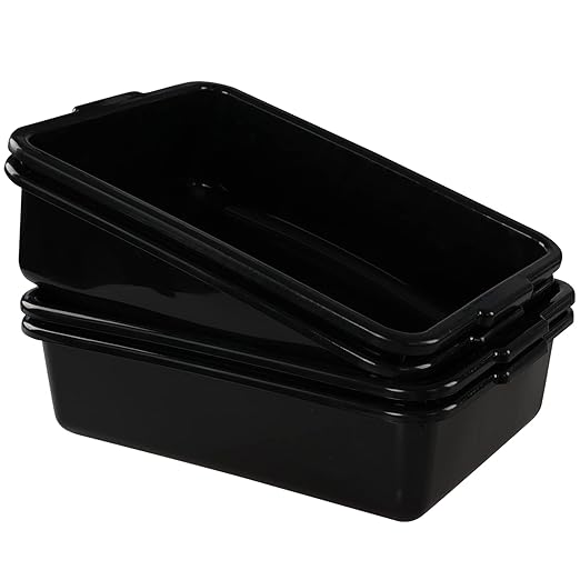 Asking 4-Pack Plastic Commercial Bus Box 13 L Utility Bus Tub Black