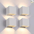 12W 4Pack Outdoor Wall Lights Exterior/InteriorLED White Outdoor Wall Sconces Light Fixtures ModernIP65 Waterproof Square Aluminum Wall Lamps Up and Down Lights 3000K Warm Lights