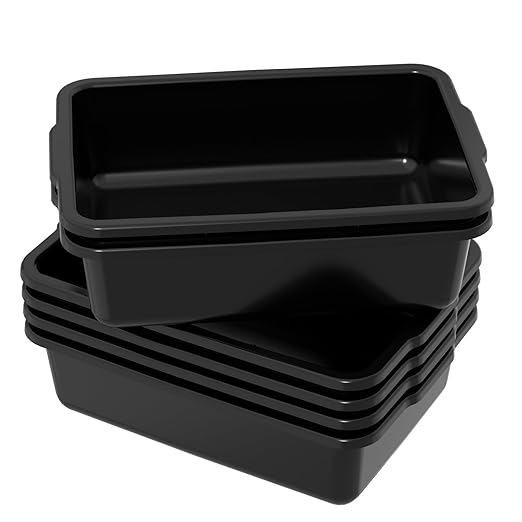 Sadstory 24 L Commercial Bus Tubs Plastic Bus Tub Box Large Black 6 Packs
