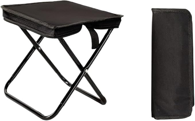Foldable Backpack Stool Portable Small Mazar Satchel Pen Bag Camping Lightweight Outdoor Folding ChairCompatible For Fishing Travel(Black S No Strap)