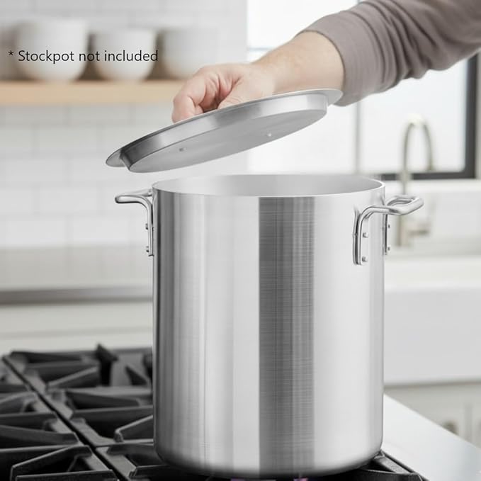 TrueCraftware- 16 qt. Aluminum Stock Pot Lid 11-7/8 x 1-1/4 1.5mm Thickness- Multipurpose Pot Cover Cookware for Pasta Soup Pots Large Stockpot Lid Simmering Stew Pot Dishwasher Safe