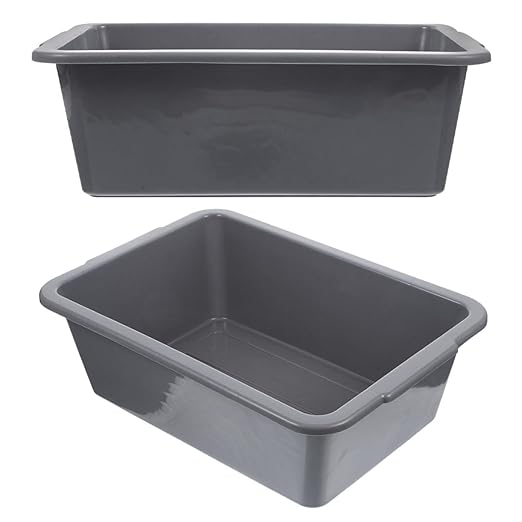 PRETYZOOM 2pcs Commercial Plastic Utility Box Dish Washing Tub 34x23.8x10.9cm Rectangular Storage Basket for Restaurants and Food Service
