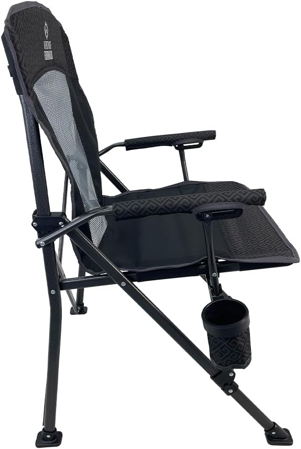 Alpha Ventback Sport Chair – Portable Foldable Outdoor Camping Chair with Breathable Mesh Back Drink Holder &amp Carry Bag Lightweight Steel Frame 300 lb Capacity